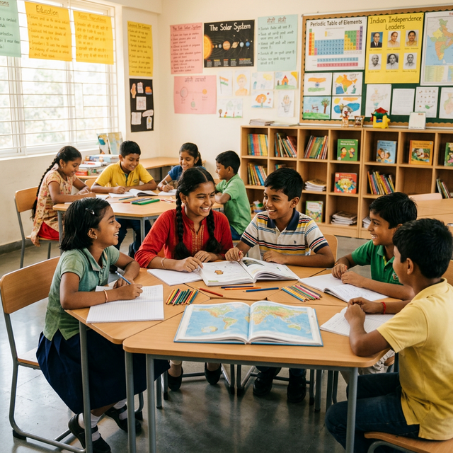 Students learning in classroom